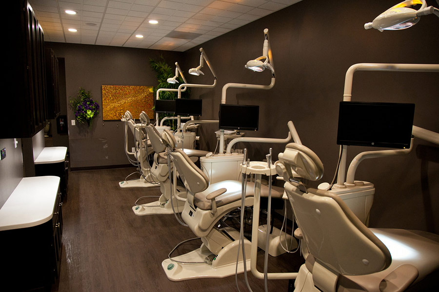 A row of dental chairs from our sister dental office in Sacramento.